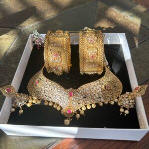 Gold and Pink Jewelry Set